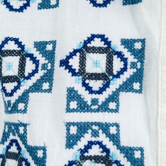 River Island Embroidered Mini Shirt Dress Size 8 Open Back Collard Button Up - Picture 3 of 16